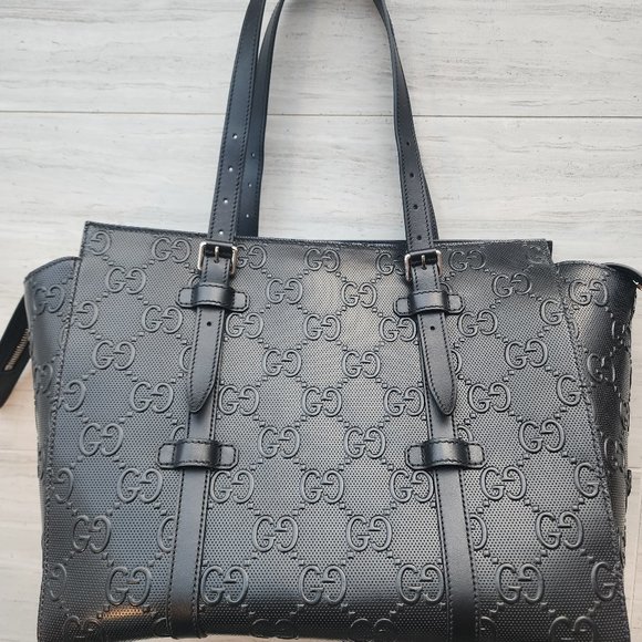 Calfskin GG Embossed Tote Bag Black - Picture 1 of 13